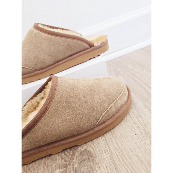 The Vermont Country Store Sheepskin Suede Leather Shearling Fur Slippers Mens 10 - Picture 2 of 10